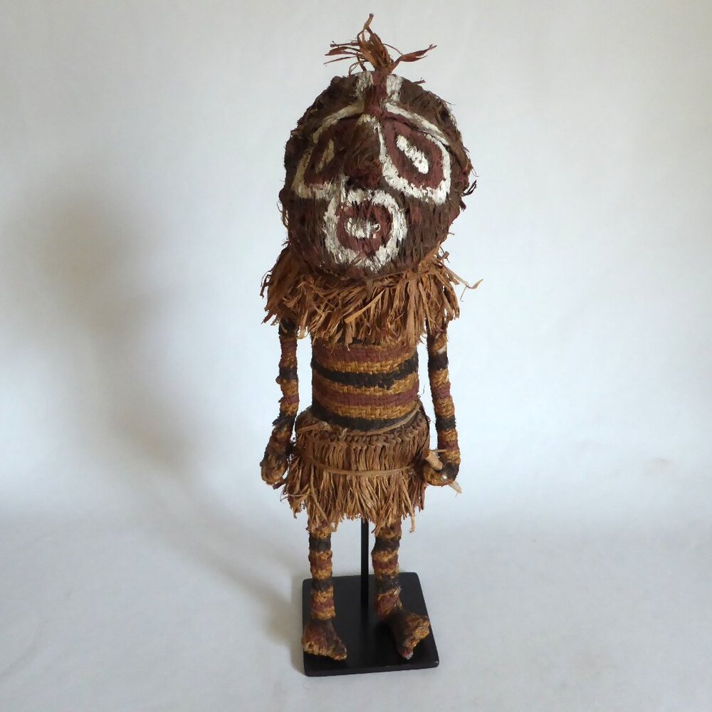 OOAK VINTAGE 17” AFRICAN TRIBAL MAKISHI FOLK ART SPIRIT DOLL ON STAND